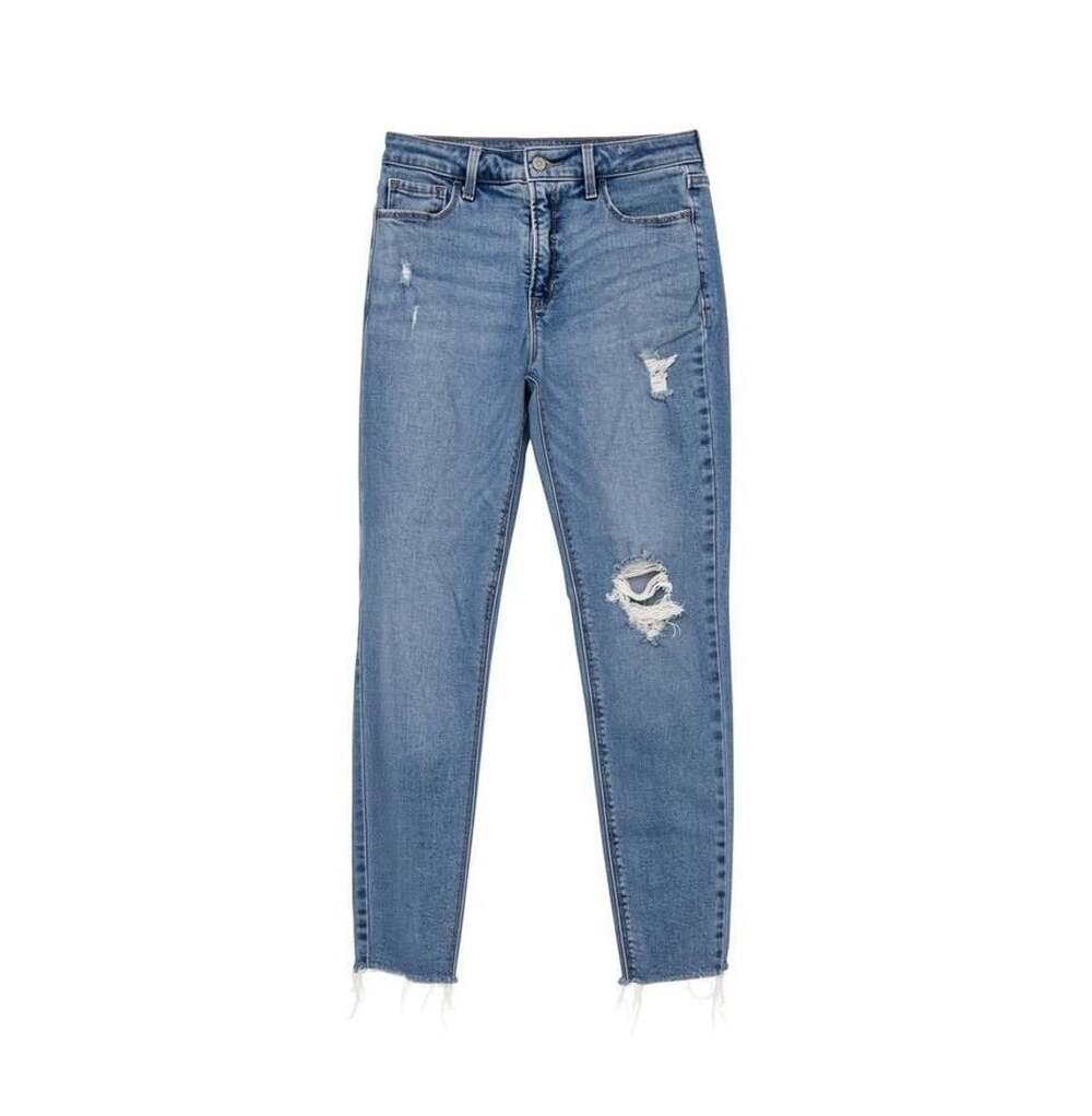 Old Navy Rockstar Super Skinny High Rise Distressed Raw Hem Jeans 6